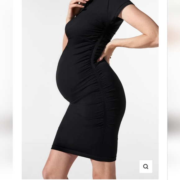 Blanqi Maternity Ruched Cap Sleeve Dress Size S/M - Picture 2 of 9